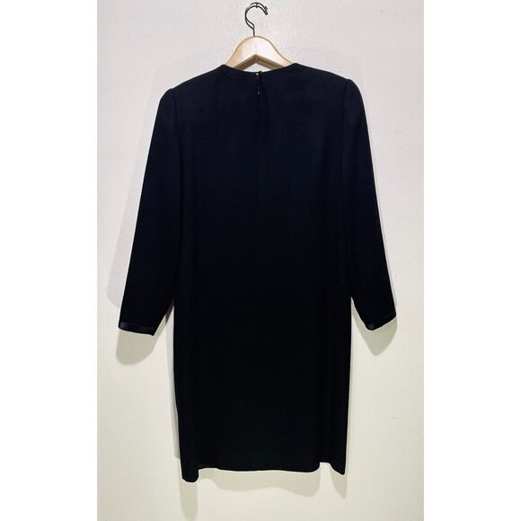 David Hayes wool dress VTG Saks fifth avenue USA classic black winter women 12 - Picture 2 of 11